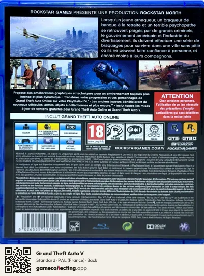 Grand Theft Auto V PlayStation 4, France box back