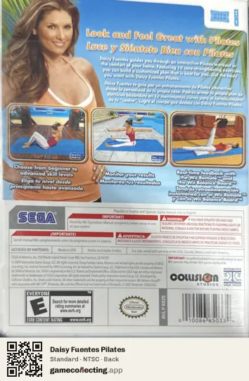 Daisy Fuentes Pilates Nintendo Wii, NTSC box back