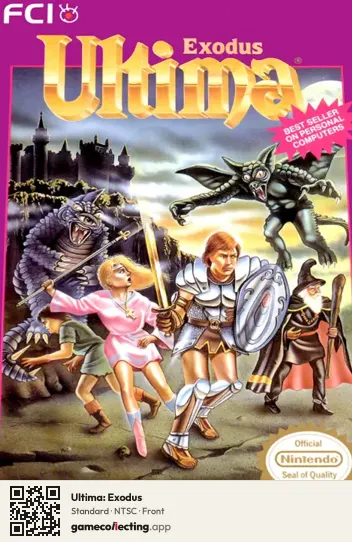 Ultima: Exodus Nintendo Entertainment System, NTSC box front