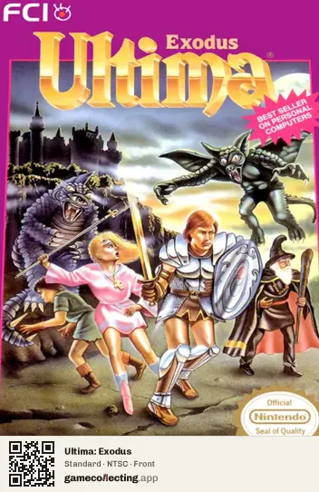 Ultima: Exodus Nintendo Entertainment System, NTSC box front