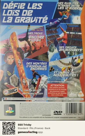 SSX Tricky PlayStation 2, France box back