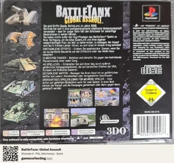 BattleTanx: Global Assault PlayStation, Germany box back