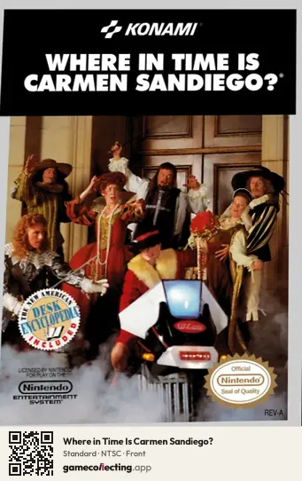 Where in Time Is Carmen Sandiego? Nintendo Entertainment System, NTSC box front