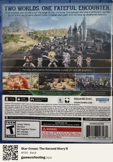 Star Ocean: The Second Story R PlayStation 5, NTSC box back
