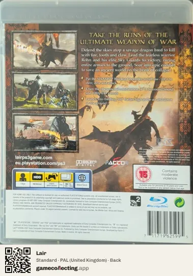 Lair PlayStation 3, United Kingdom box back