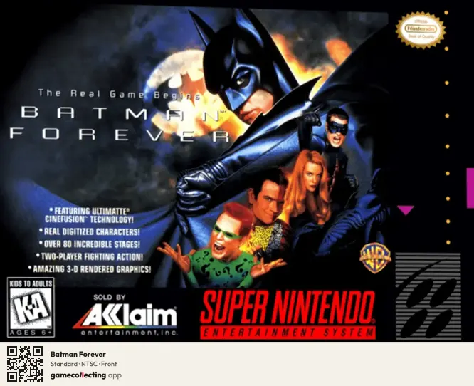 Batman Forever Super Nintendo Entertainment System, NTSC box front