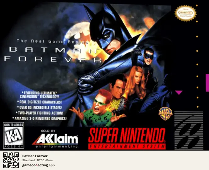 Batman Forever Super Nintendo Entertainment System, NTSC box front