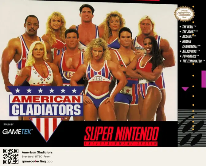 American Gladiators Super Nintendo Entertainment System, NTSC box front