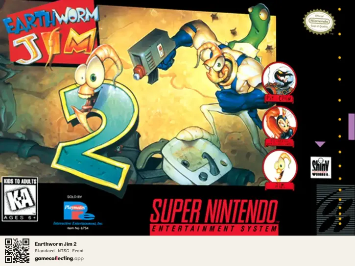 Earthworm Jim 2 Super Nintendo Entertainment System, NTSC box front