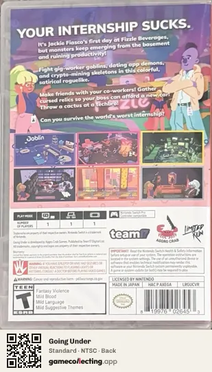 Going Under Nintendo Switch, NTSC box back