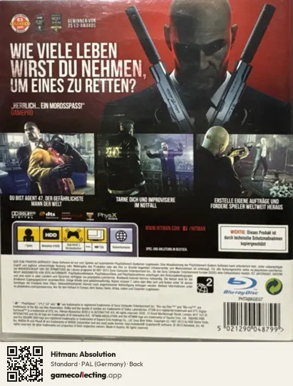 Hitman: Absolution PlayStation 3, Germany box back