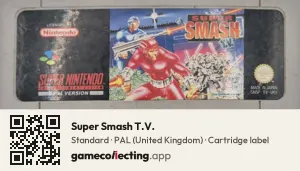 Super Smash T.V. Super Nintendo Entertainment System, PAL cartridge label