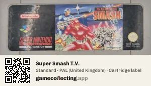 Super Smash T.V. Super Nintendo Entertainment System, PAL cartridge label
