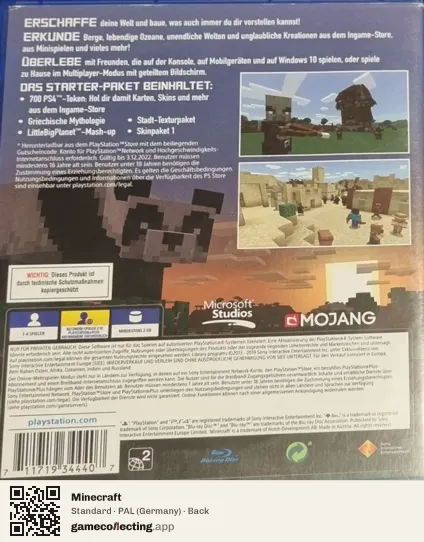 Minecraft PlayStation 4, Germany box back
