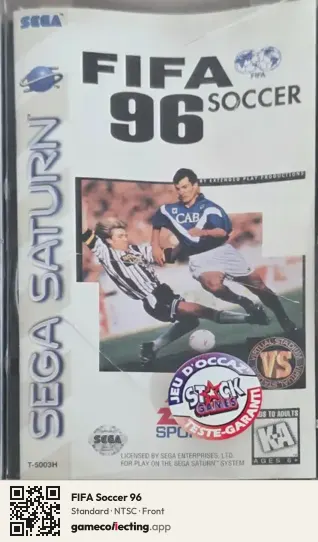 FIFA Soccer 96 Sega Saturn, NTSC box front