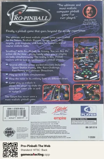 Pro-Pinball: The Web Sega Saturn, NTSC box back