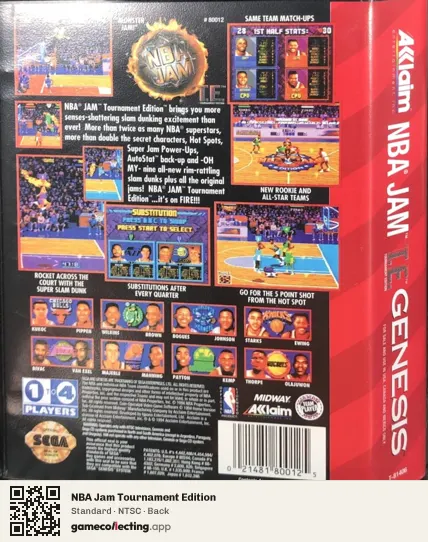 NBA Jam Tournament Edition Sega Mega Drive / Genesis, NTSC box back
