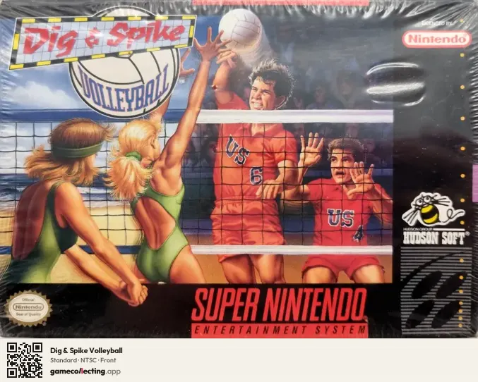 Dig & Spike Volleyball Super Nintendo Entertainment System, NTSC box front