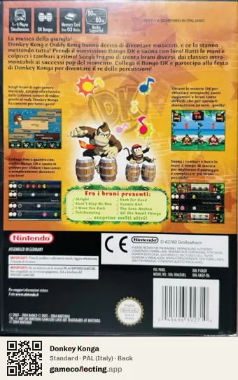Donkey Konga Nintendo GameCube, Italy box back