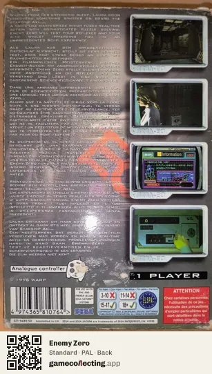 Enemy Zero Sega Saturn, PAL box back