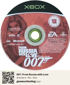 007: From Russia with Love Xbox, PAL disc