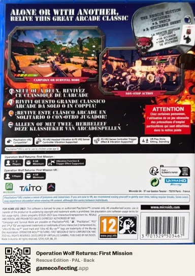 Operation Wolf Returns: First Mission PlayStation 5, PAL box back