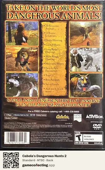 Cabela's Dangerous Hunts 2 PlayStation 2, NTSC box back
