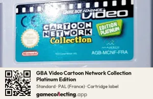 GBA Video Cartoon Network Collection Platinum Edition Game Boy Advance, PAL cartridge label