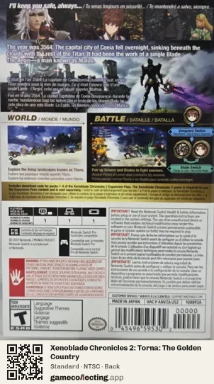 Xenoblade Chronicles 2: Torna: The Golden Country Nintendo Switch, NTSC box back