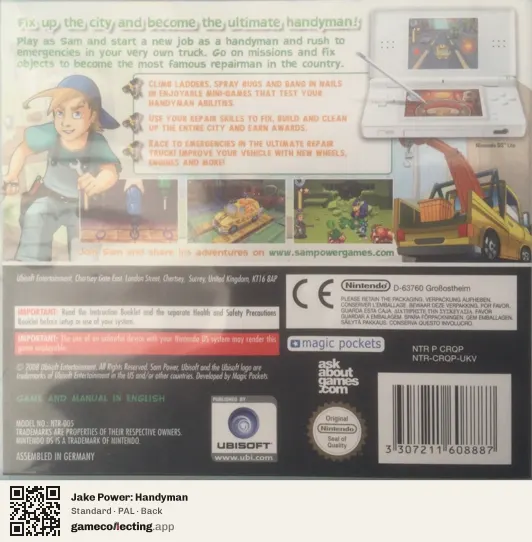 Jake Power: Handyman Nintendo DS, PAL box back