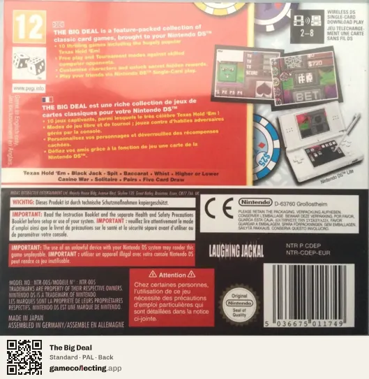 The Big Deal Nintendo DS, PAL box back