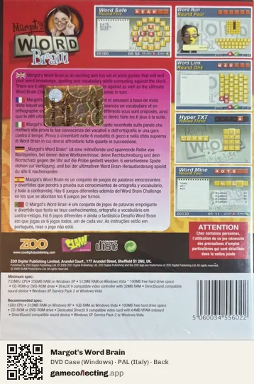 Margot's Word Brain Computer, Italy box back