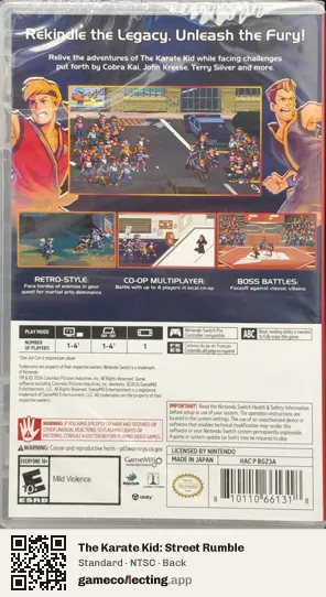 The Karate Kid: Street Rumble Nintendo Switch, NTSC box back