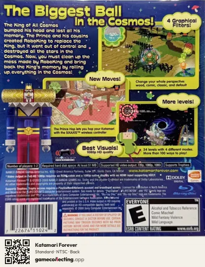 Katamari Forever PlayStation 3, NTSC box back