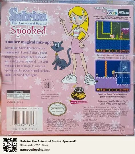 Sabrina the Animated Series: Spooked! Game Boy Color, NTSC box back