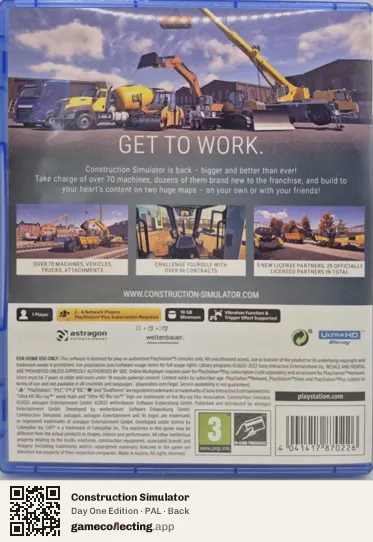 Construction Simulator PlayStation 5, PAL box back