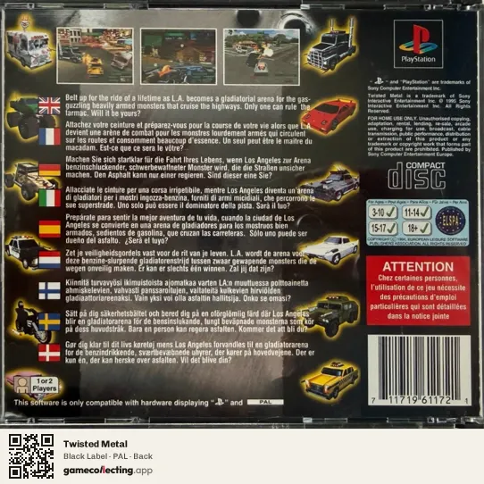 Twisted Metal PlayStation, PAL box back