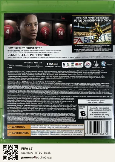 FIFA 17 Xbox One, NTSC box back