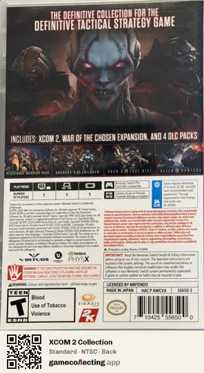 XCOM 2 Collection Nintendo Switch, NTSC box back