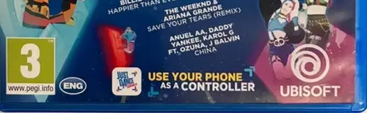 Just Dance 2022, the PEGI square on its front