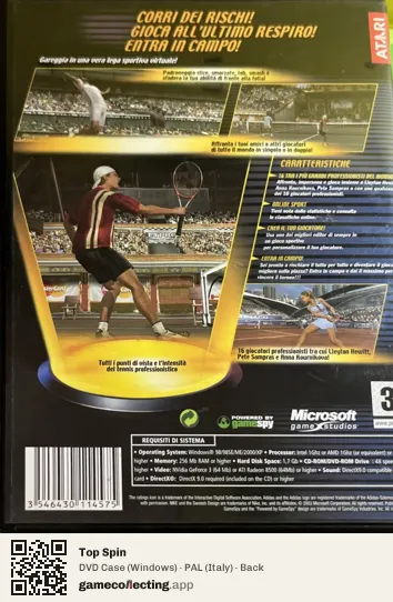 Top Spin Computer, Italy box back