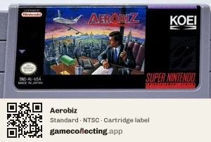 Aerobiz Super Nintendo Entertainment System, NTSC cartridge label