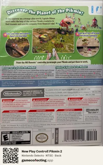 New Play Control! Pikmin 2 Nintendo Wii, NTSC box back