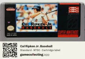 Cal Ripken Jr. Baseball Super Nintendo Entertainment System, NTSC cartridge label