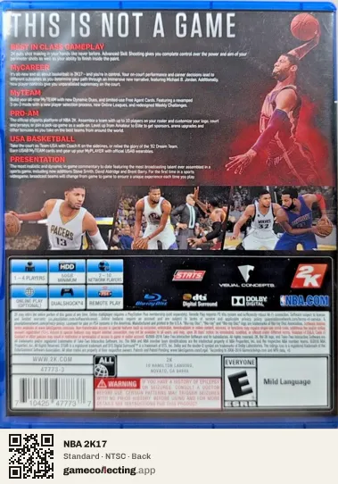 NBA 2K17 PlayStation 4, NTSC box back