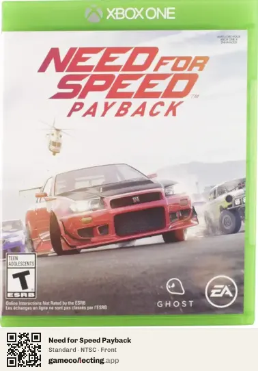 Need for Speed Payback Xbox One, NTSC box front
