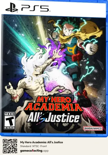 My Hero Academia: All's Justice PlayStation 5, NTSC box front