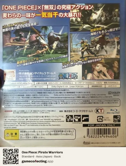 One Piece: Pirate Warriors PlayStation 3, Japan box back