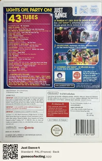 Just Dance 4 Nintendo Wii, France box back