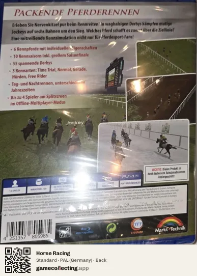 Horse Racing PlayStation 4, Germany box back